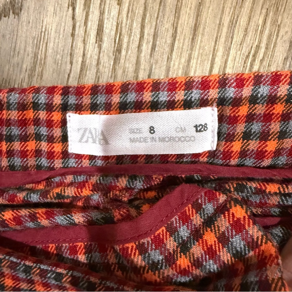Zara Kids Multicolored Plaid Stylish Pants With Front Pockets - Picture 3 of 4